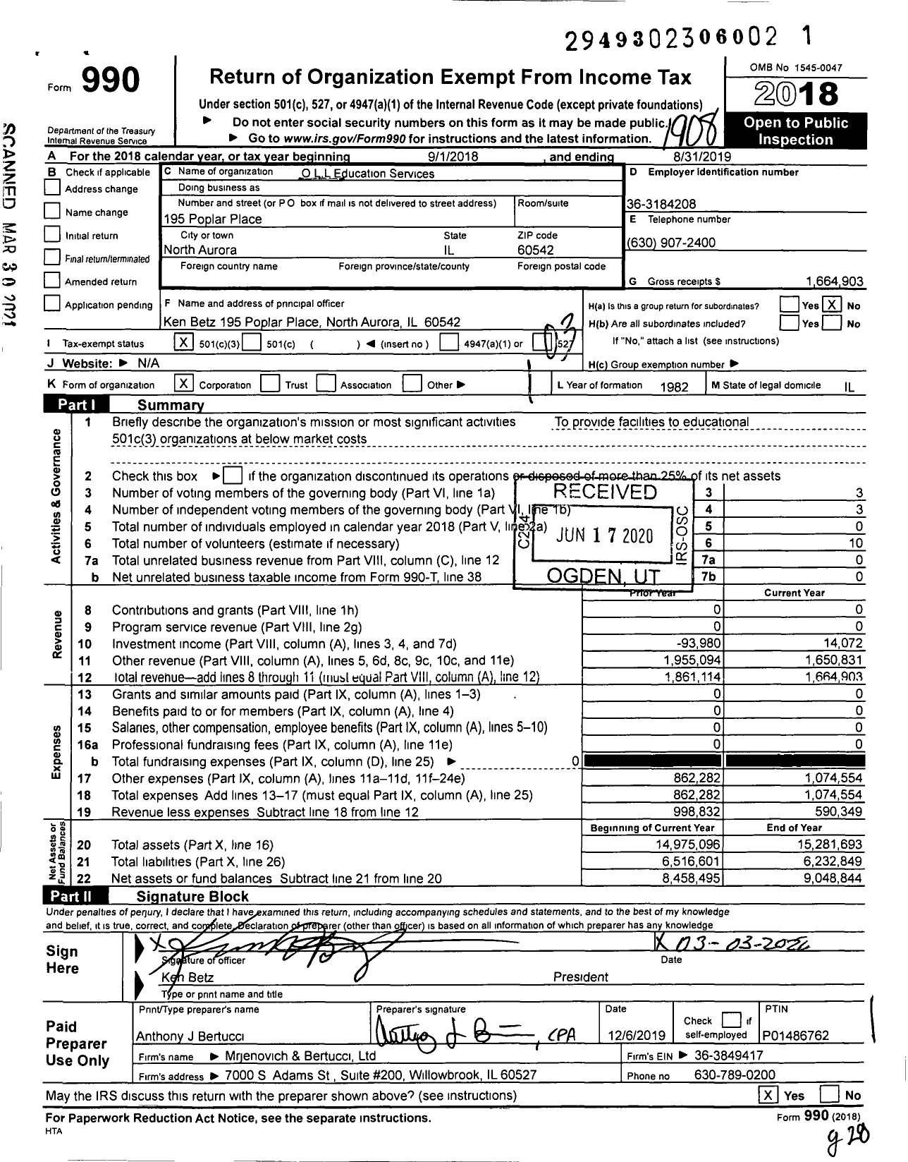 Image of first page of 2018 Form 990 for Menta Group