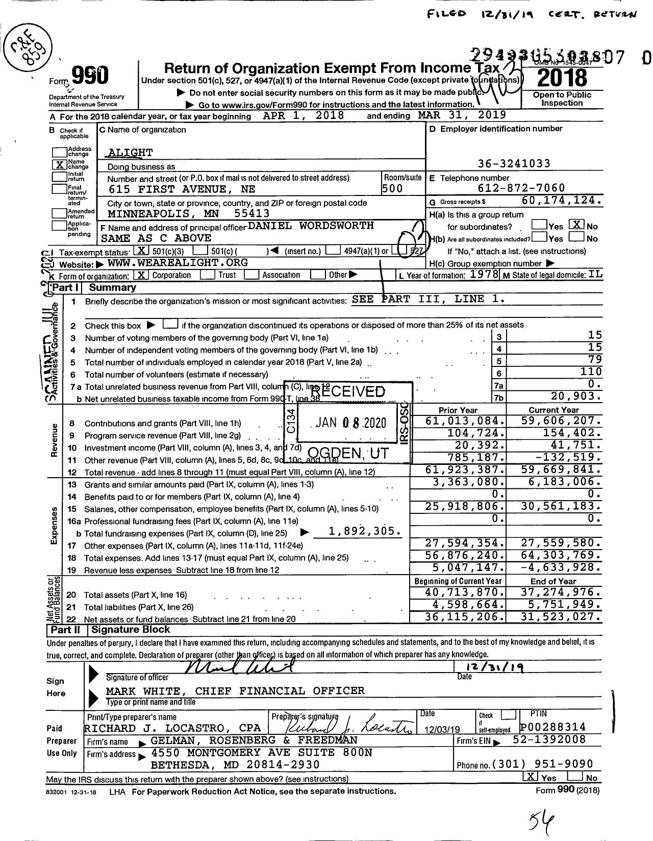 Image of first page of 2018 Form 990 for Alight (ARC)