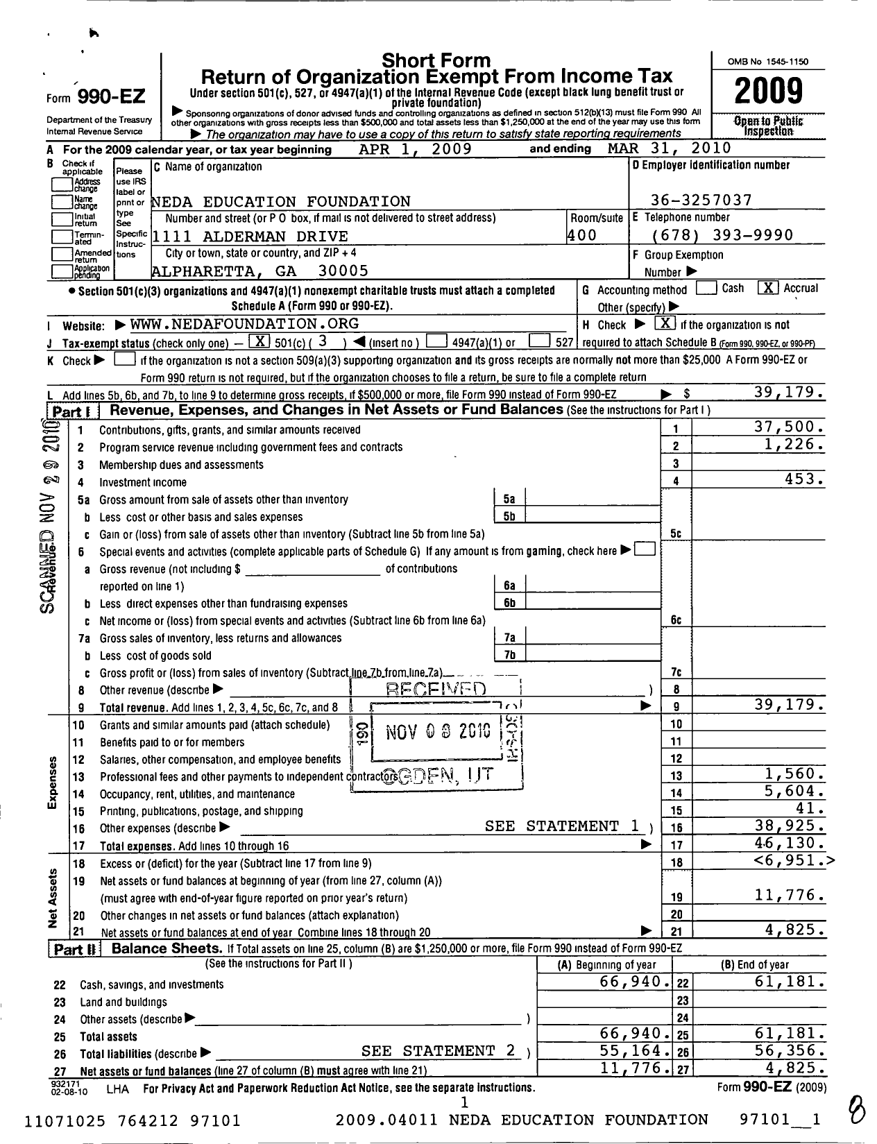 Image of first page of 2009 Form 990EZ for Ecia Foundation