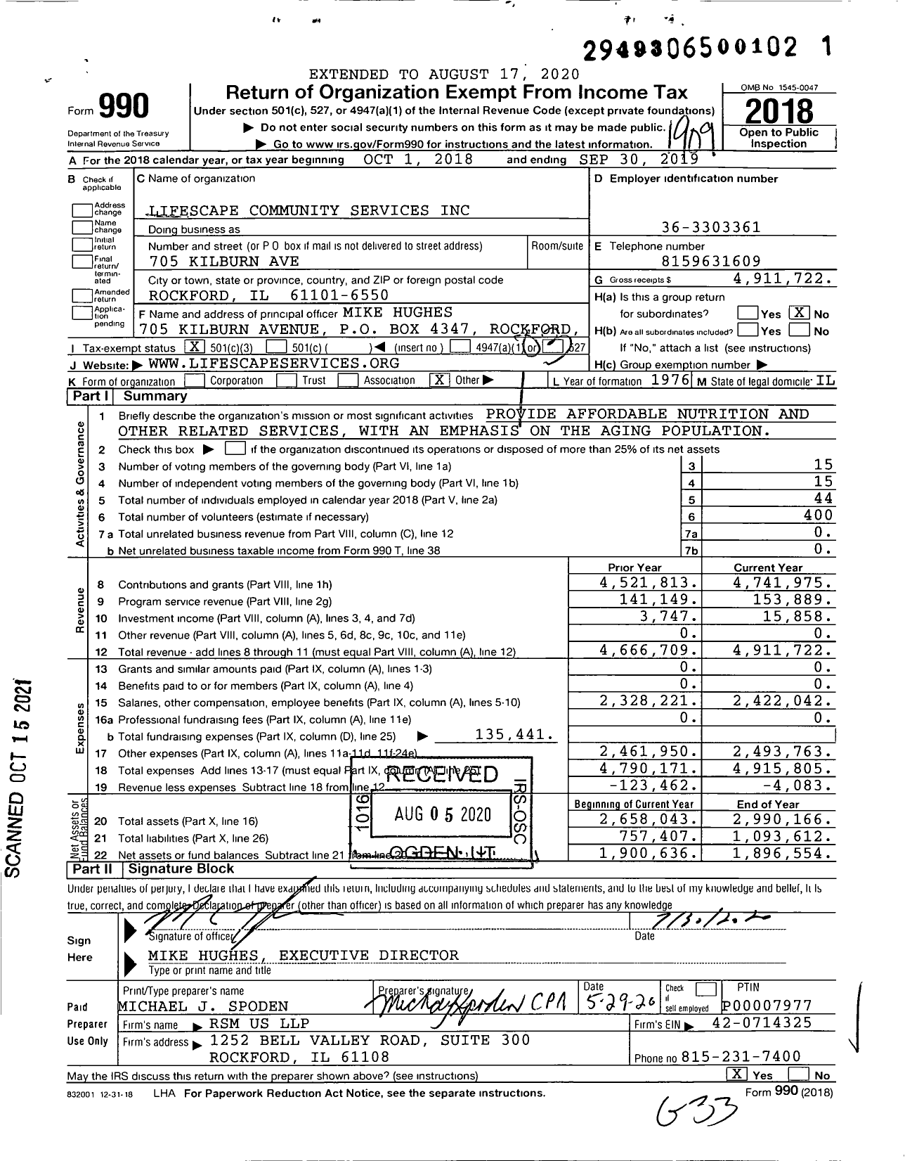 Image of first page of 2018 Form 990 for Lifescape Community Services
