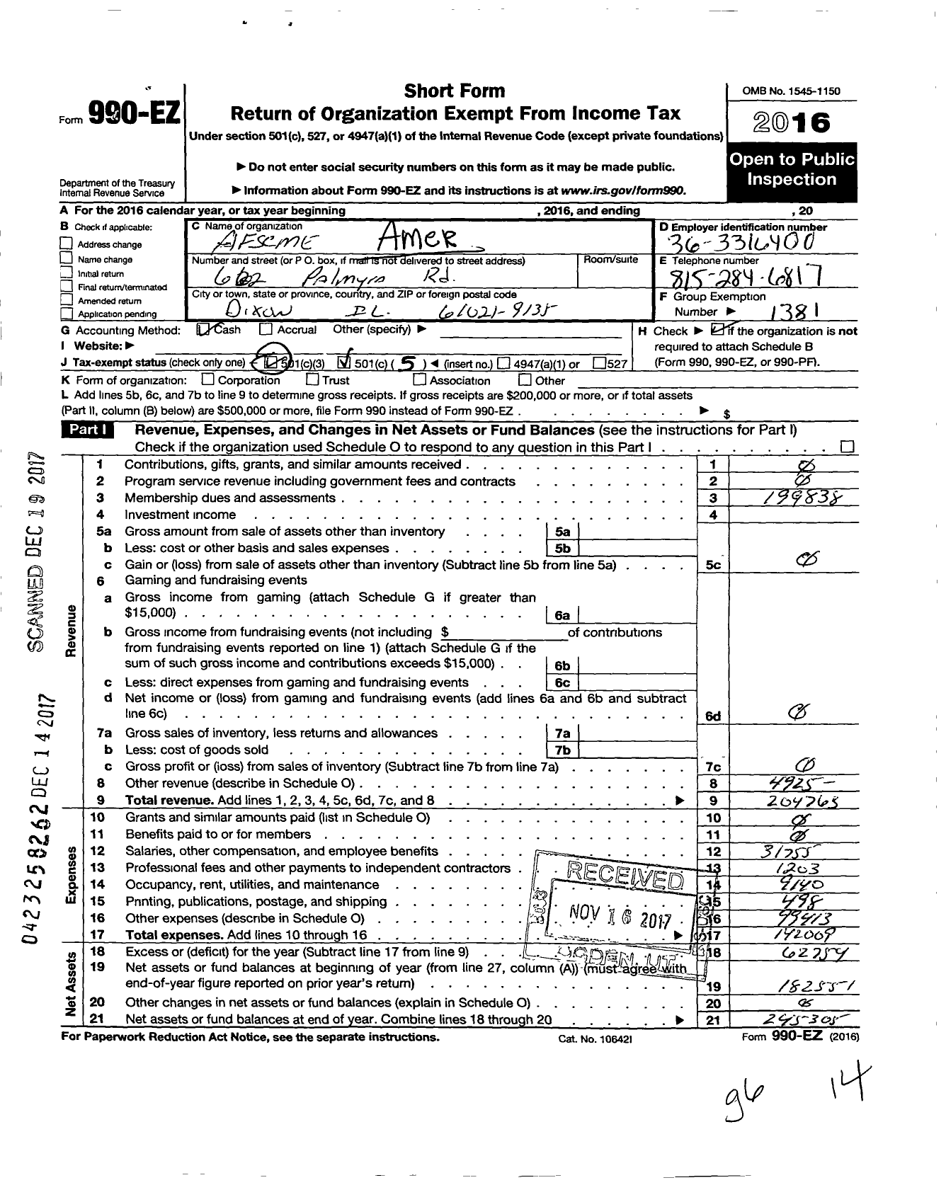 Image of first page of 2016 Form 990EO for Local Union 817