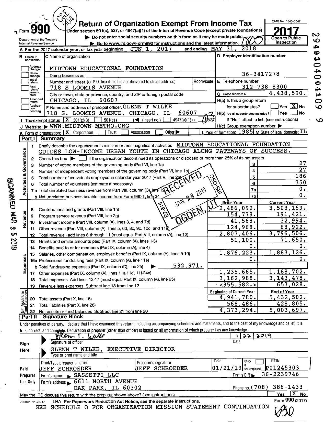 Image of first page of 2017 Form 990 for Midtown Educational Foundation (MEF)