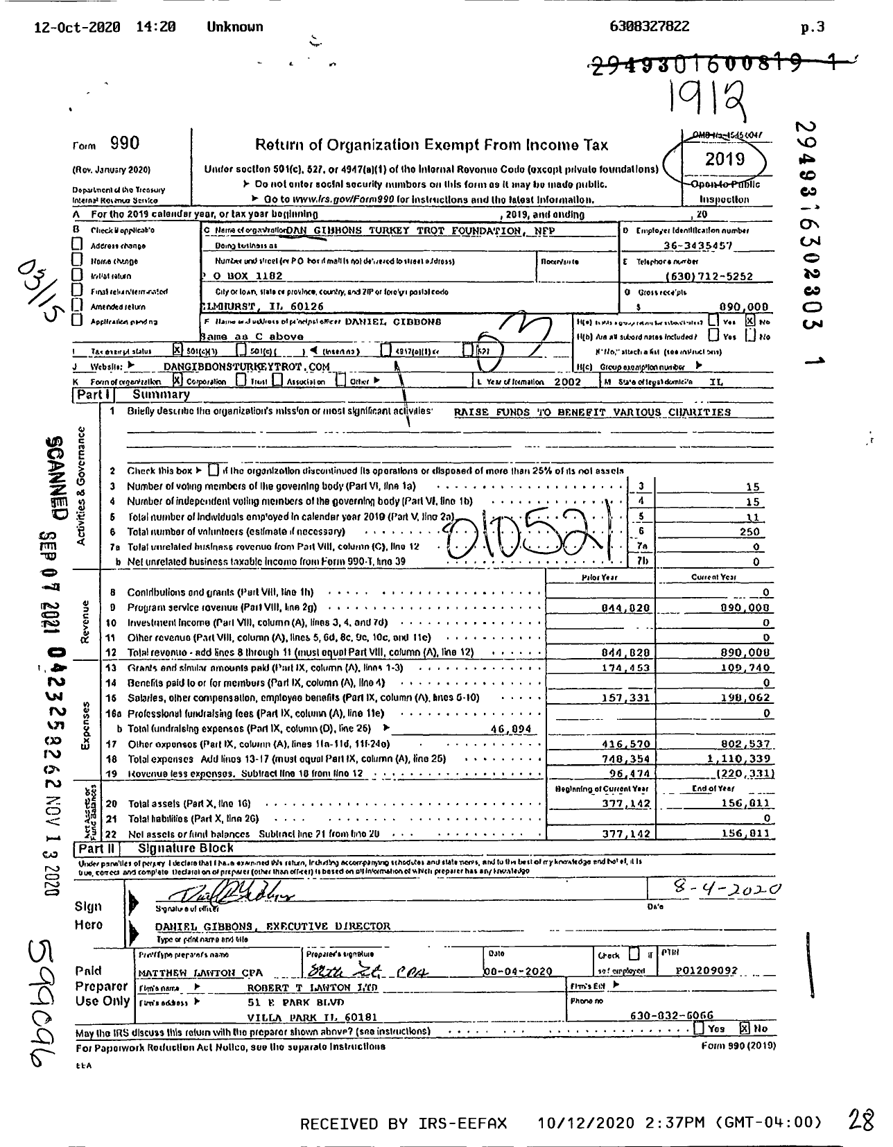 Image of first page of 2019 Form 990 for Cafe Liberty