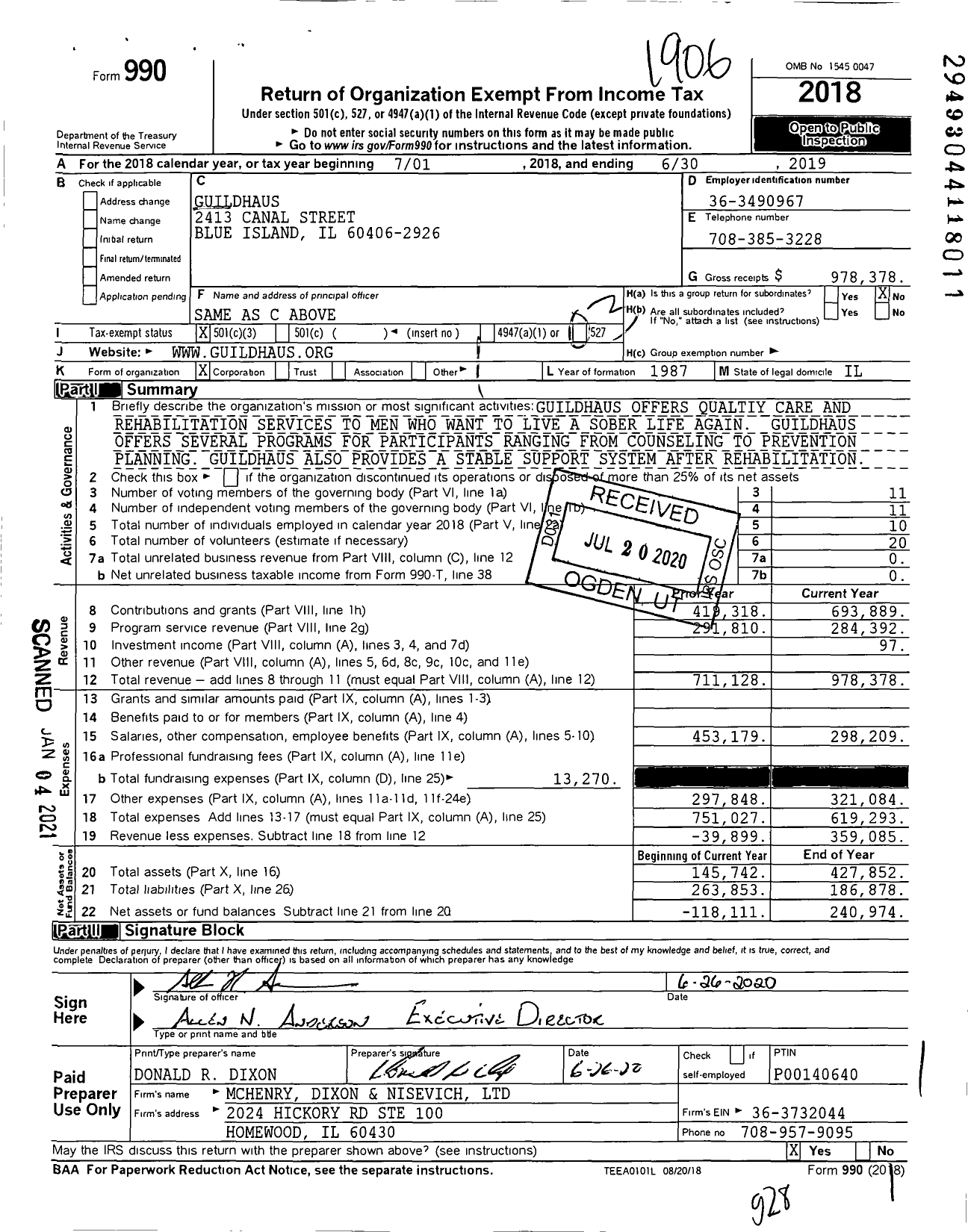 Image of first page of 2018 Form 990 for Guildhaus