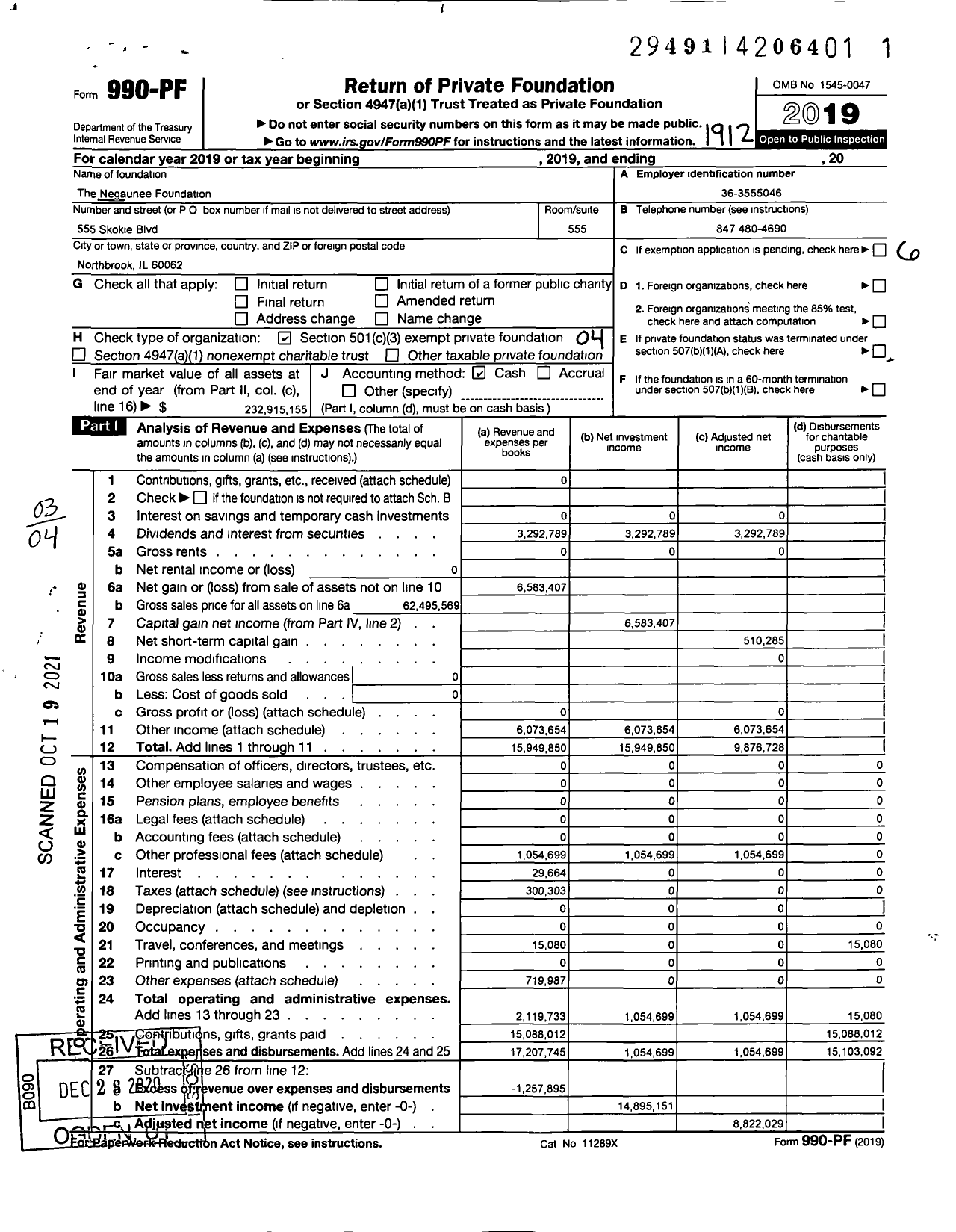 Image of first page of 2019 Form 990PF for Negaunee Foundation