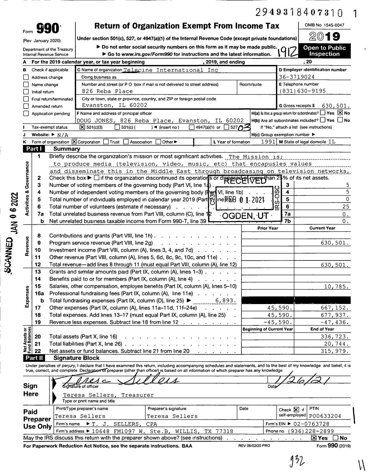 Image of first page of 2019 Form 990 for Telecine International