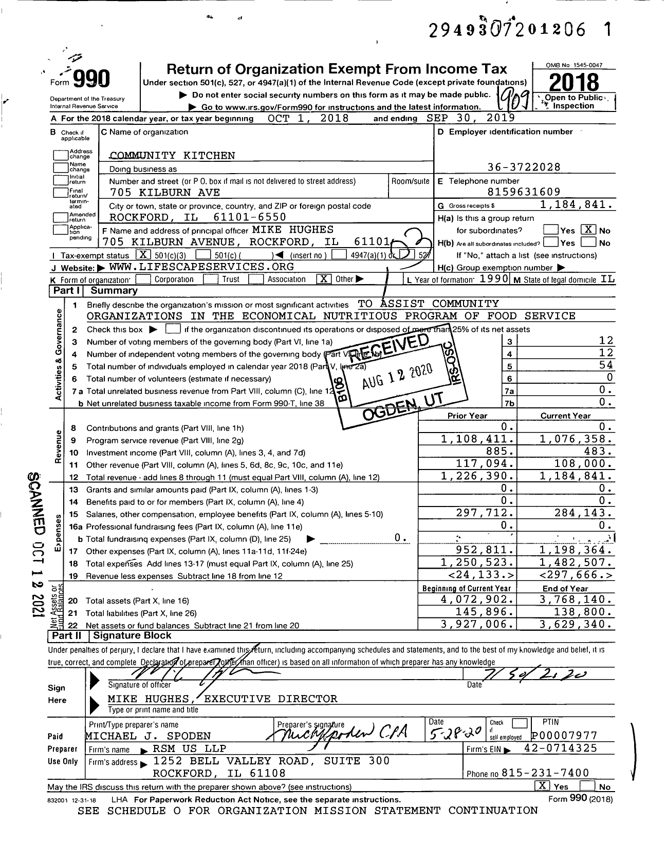 Image of first page of 2018 Form 990 for Community Kitchen