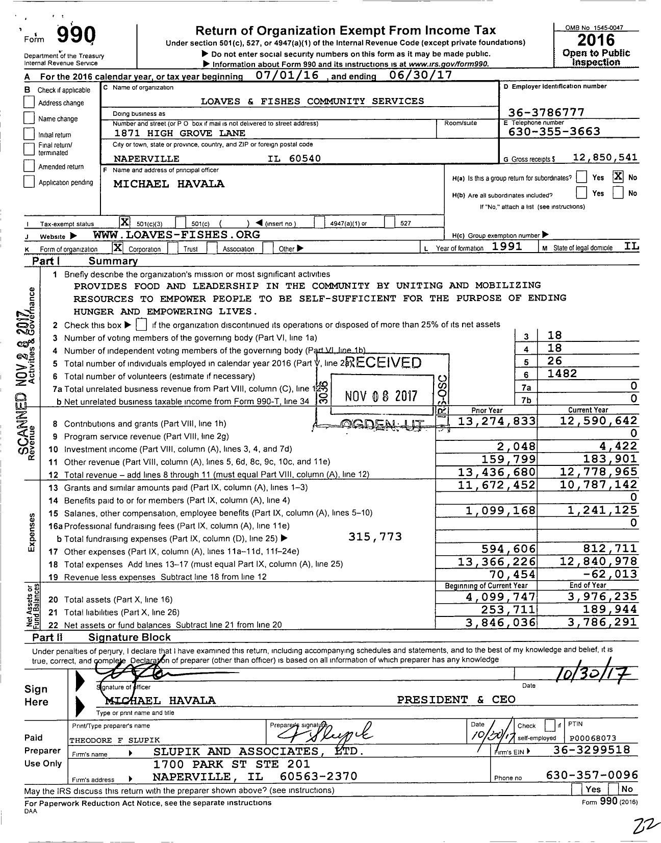 Image of first page of 2016 Form 990 for Loaves and Fishes Community Services