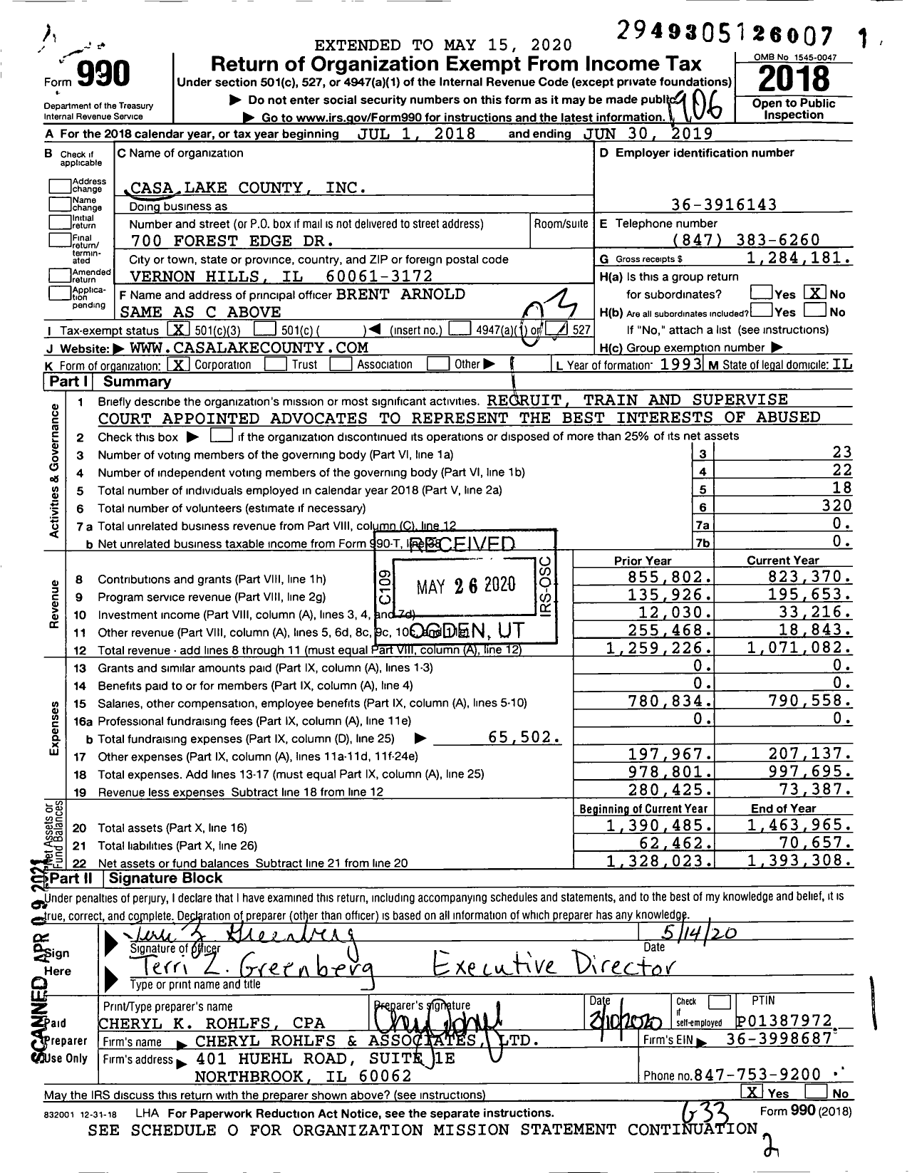 Image of first page of 2018 Form 990 for Casa Lake County