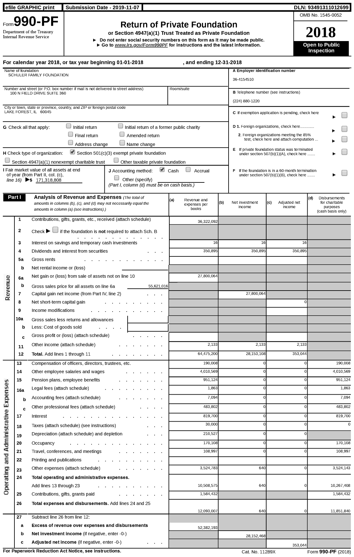 Image of first page of 2018 Form 990PF for Schuler Education Foundation