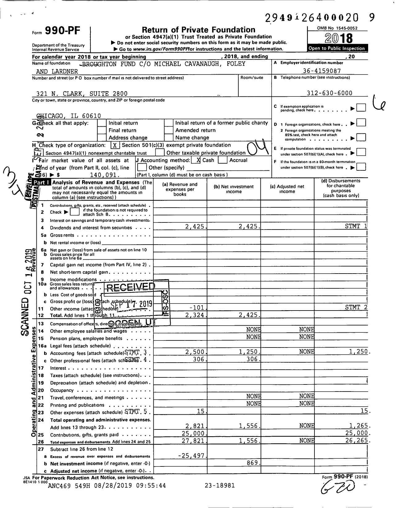 Image of first page of 2018 Form 990PF for Vermont Institute for Human Flourishing