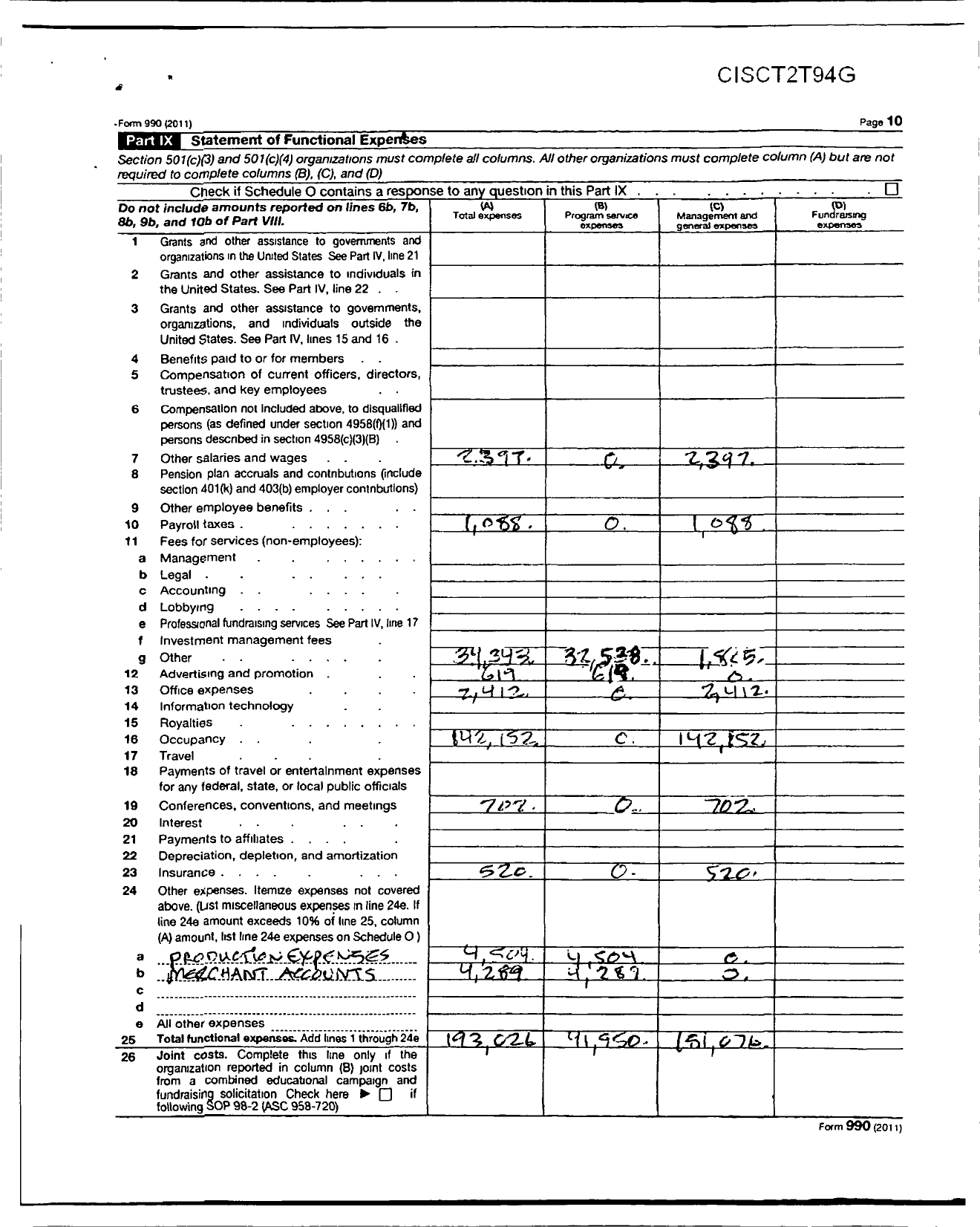 Image of first page of 2011 Form 990ER for Viaduct Arts Coalition