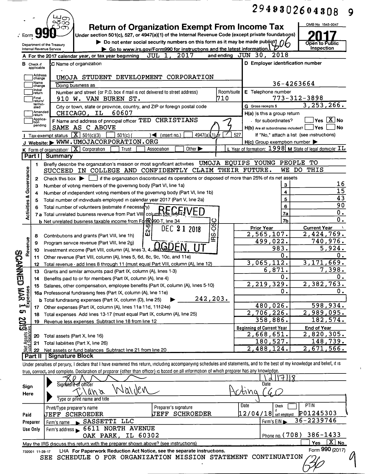 Image of first page of 2017 Form 990 for Newroot Learning Institute