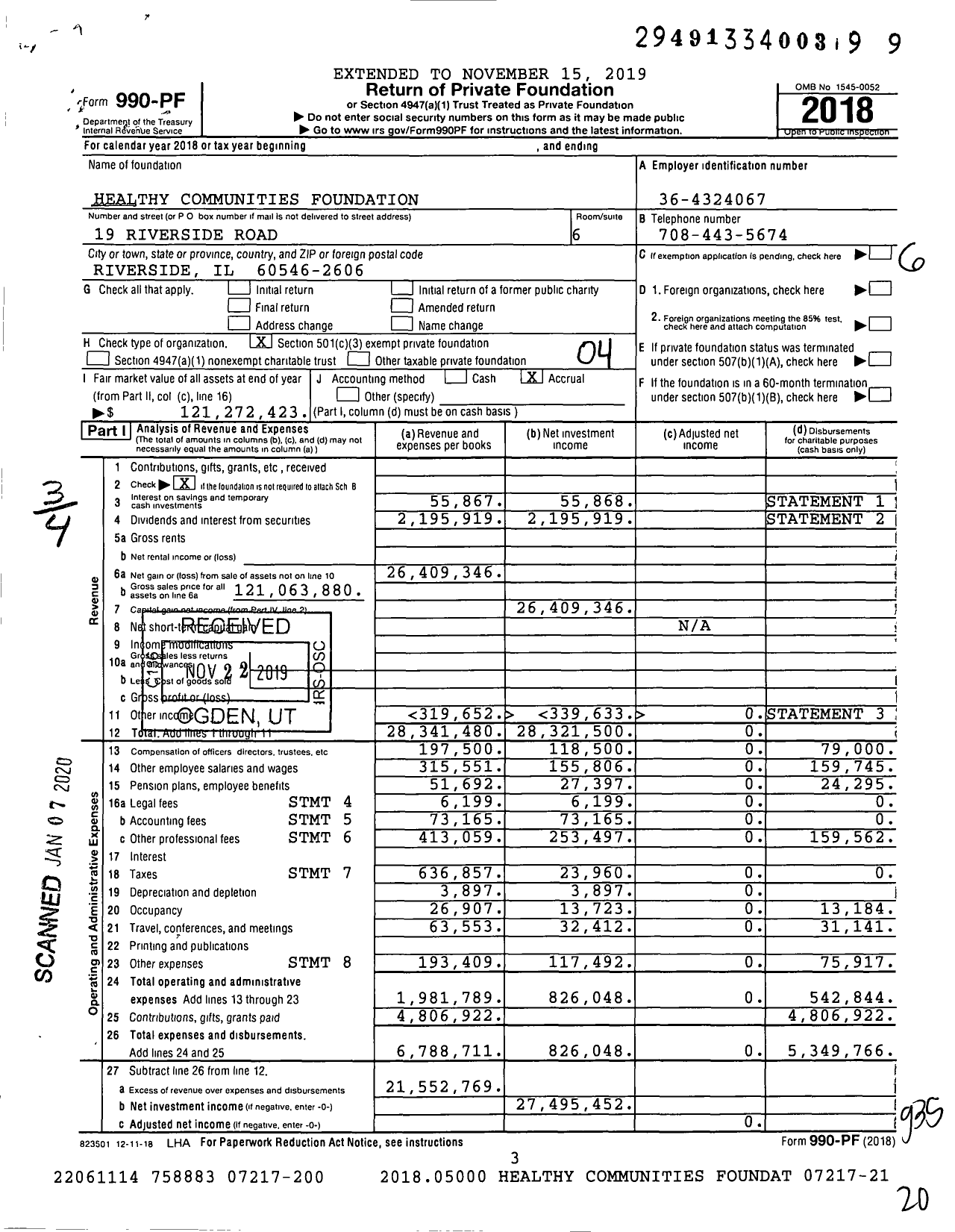 Image of first page of 2018 Form 990PF for The Arthur Foundation