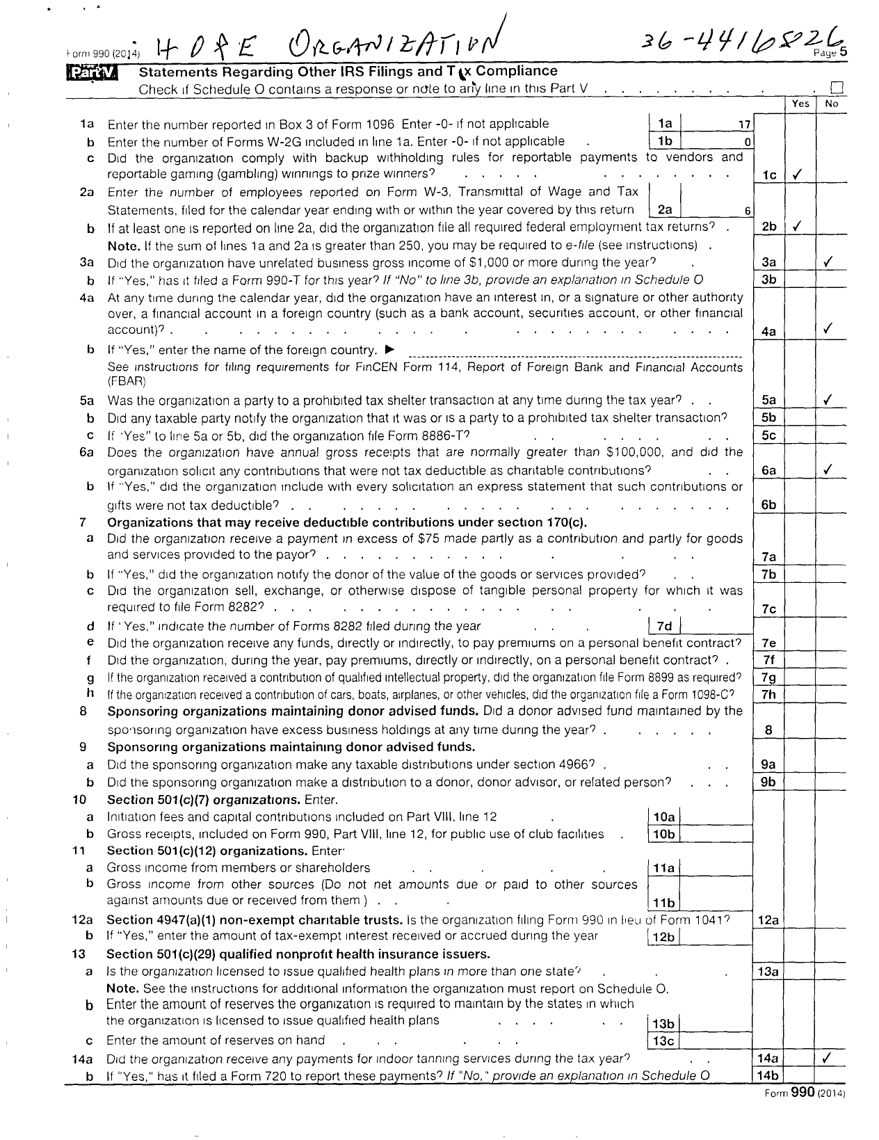 Image of first page of 2013 Form 990 for HOPE Organization