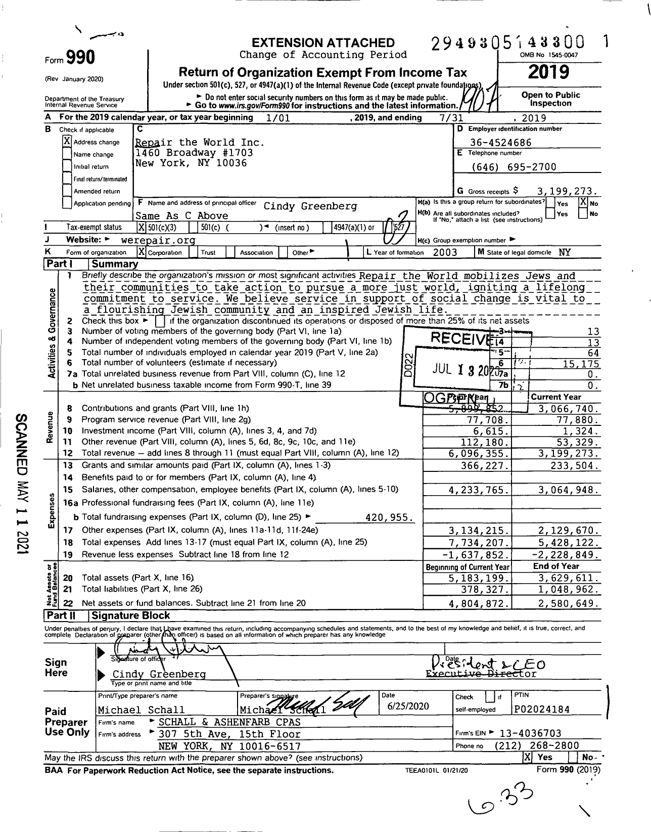 Image of first page of 2018 Form 990 for Repair the World