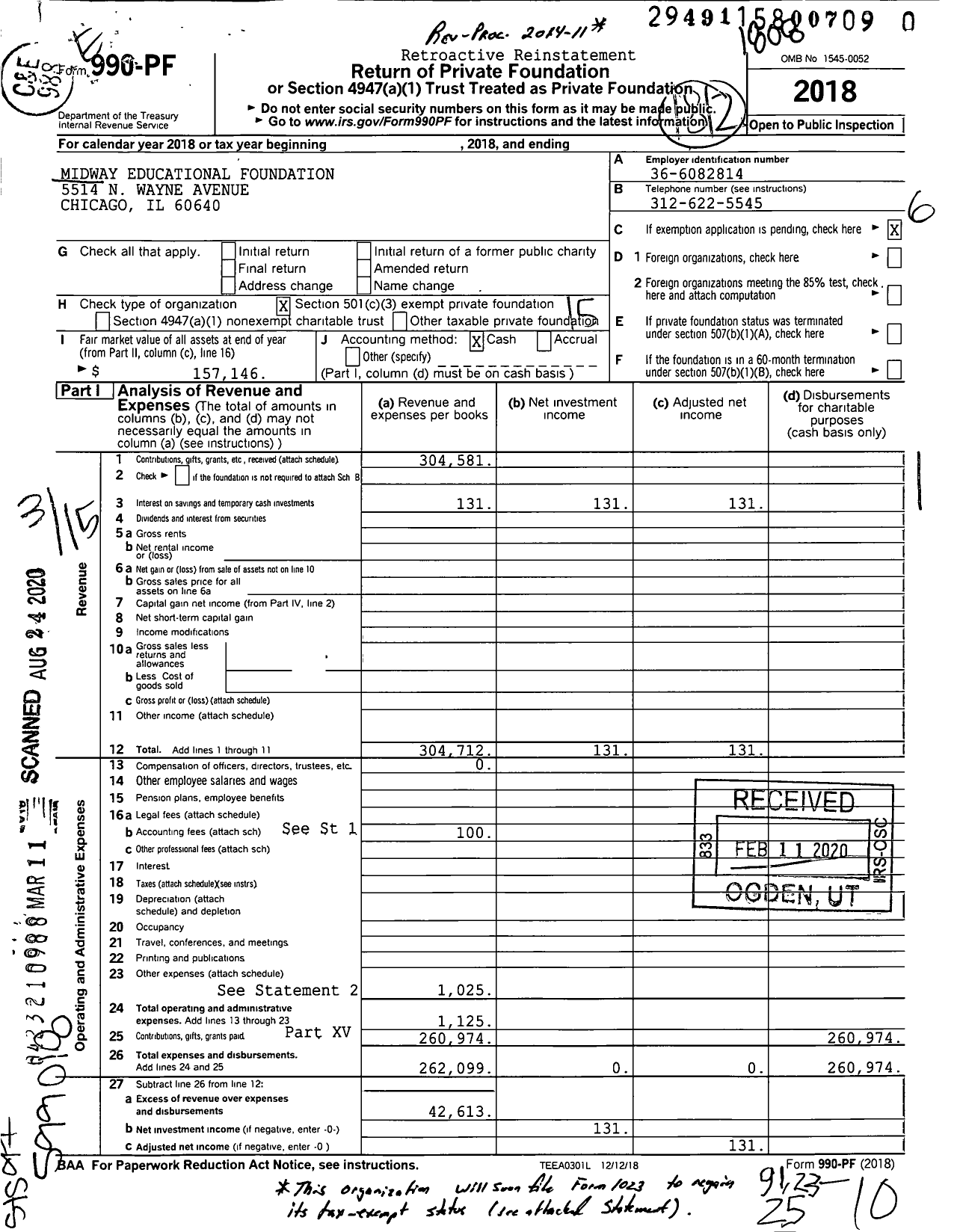 Image of first page of 2017 Form 990PR for Midway Educational Foundation