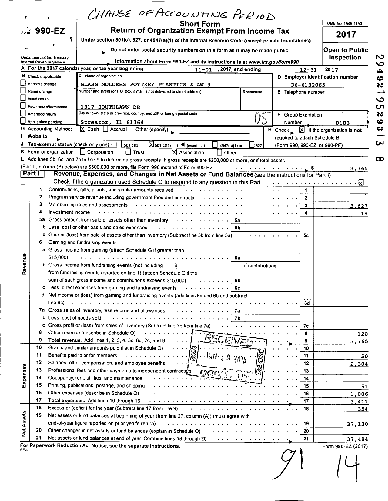 Image of first page of 2017 Form 990EO for United Steelworkers
