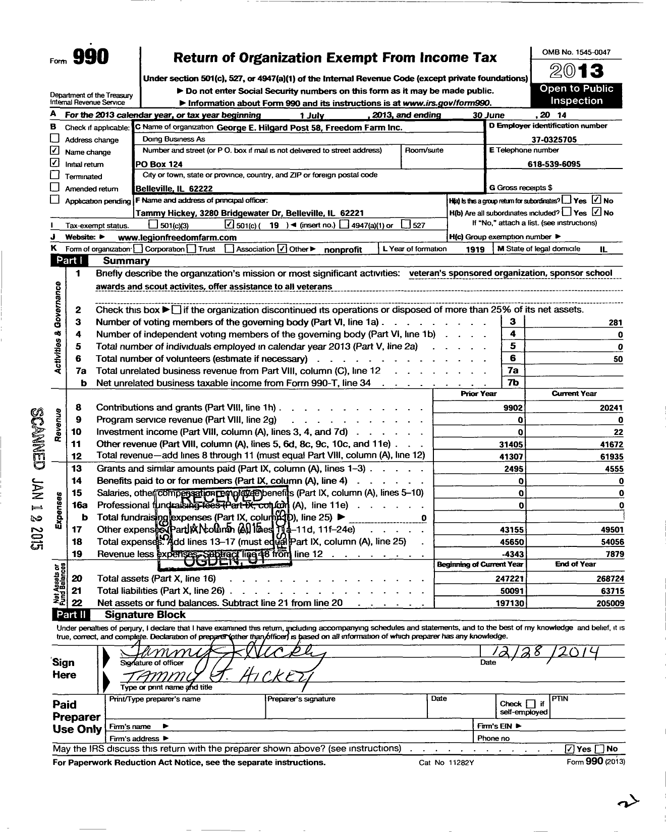 Image of first page of 2013 Form 990O for American Legion