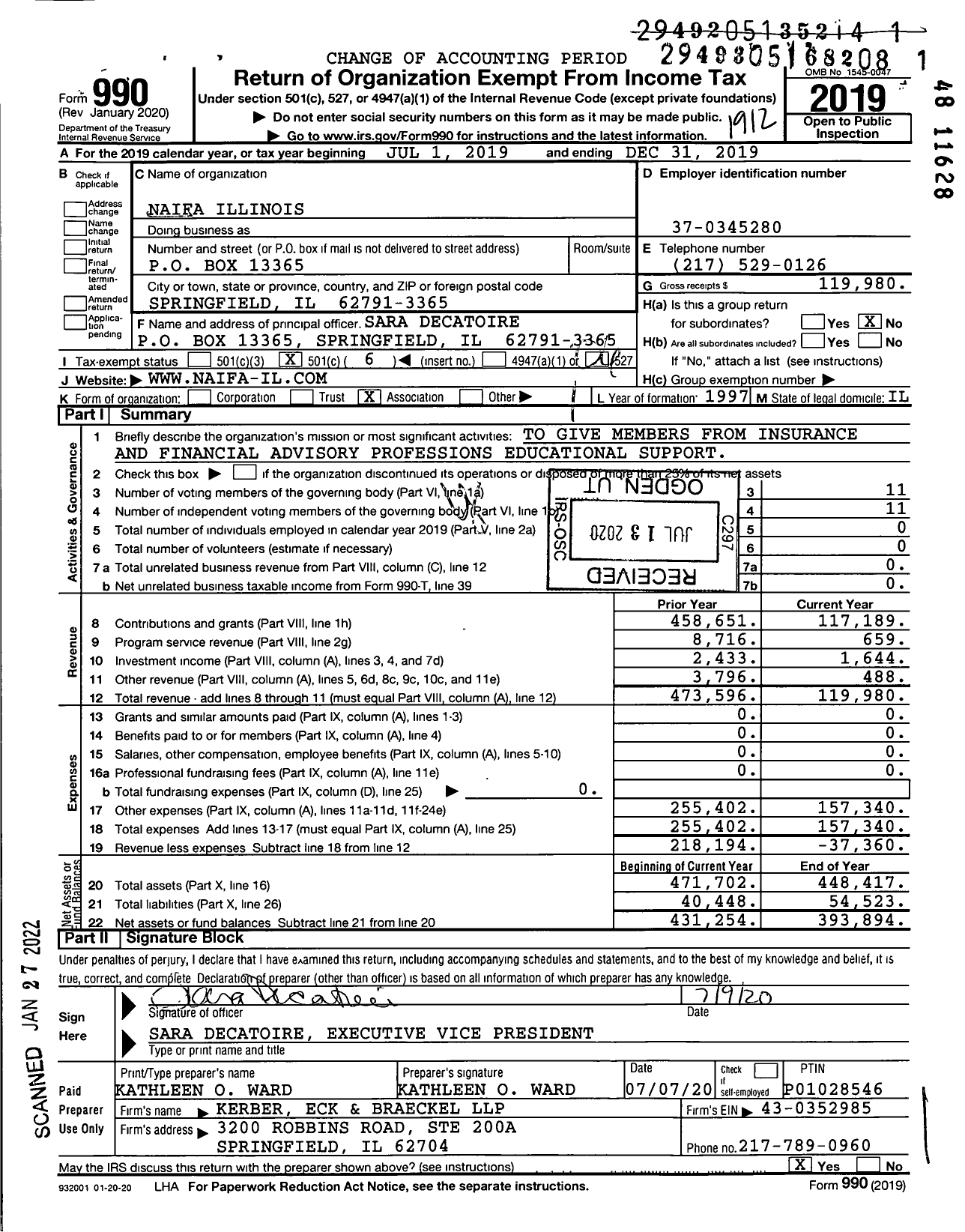 Image of first page of 2019 Form 990O for NAIFA Illinois