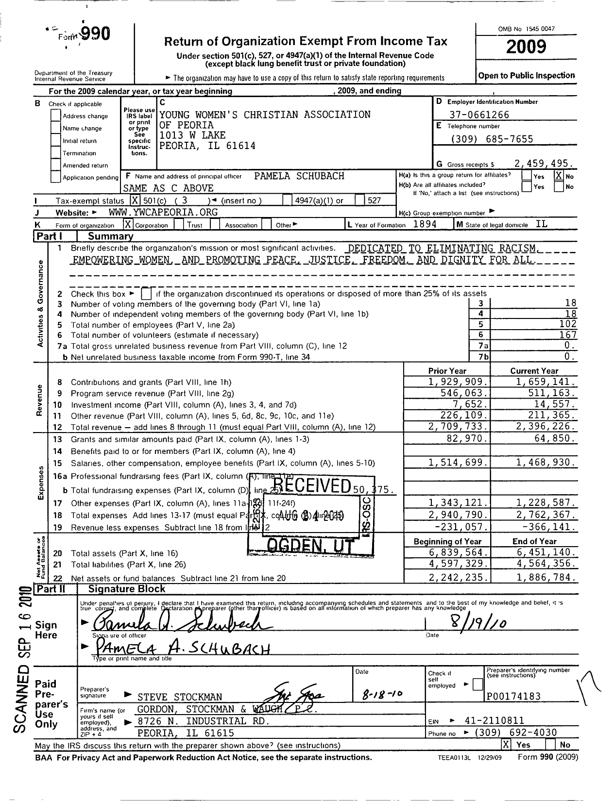 Image of first page of 2009 Form 990 for Young Womens Christian Association