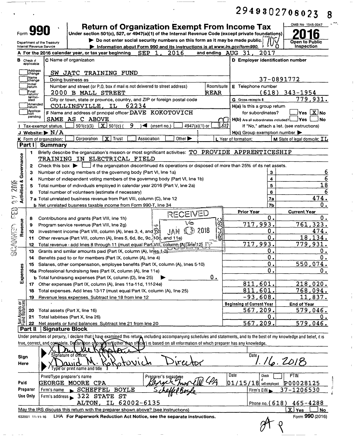 Image of first page of 2016 Form 990O for SW Jatc Training Fund