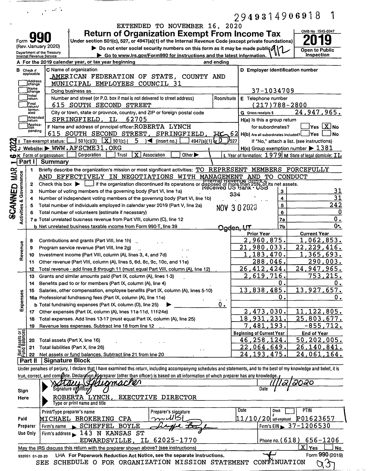 Image of first page of 2019 Form 990O for American Federation of State County & Municipal Employees - C0031il Ill Pub Employees Council