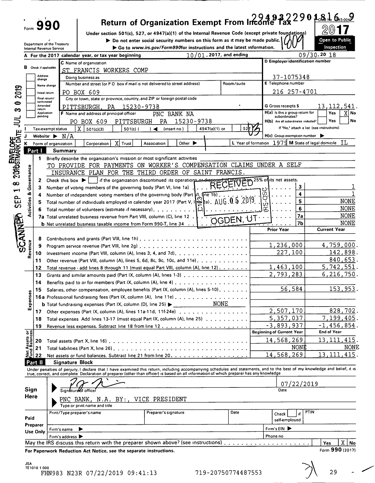 Image of first page of 2017 Form 990 for St Francis Workers Comp
