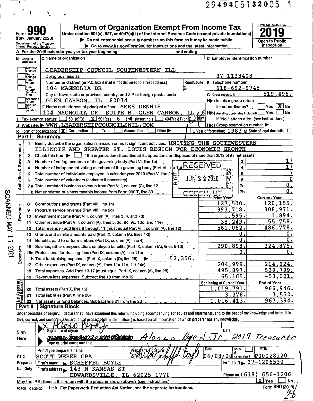 Image of first page of 2019 Form 990O for Leadership Council Southwestern Illinois