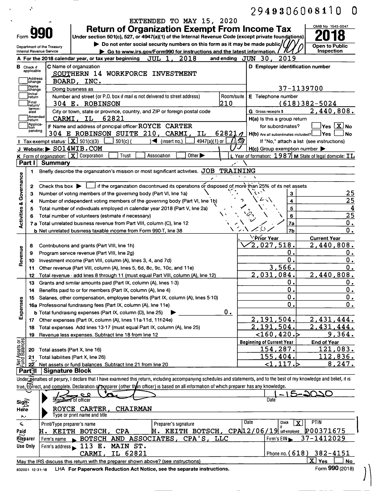 Image of first page of 2018 Form 990 for Southern 14 Workforce Investment Board