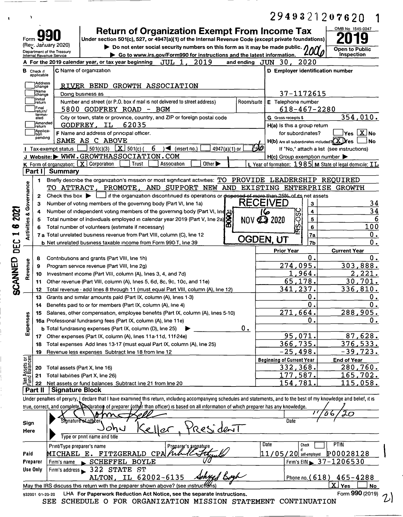 Image of first page of 2019 Form 990O for River Bend Growth Association