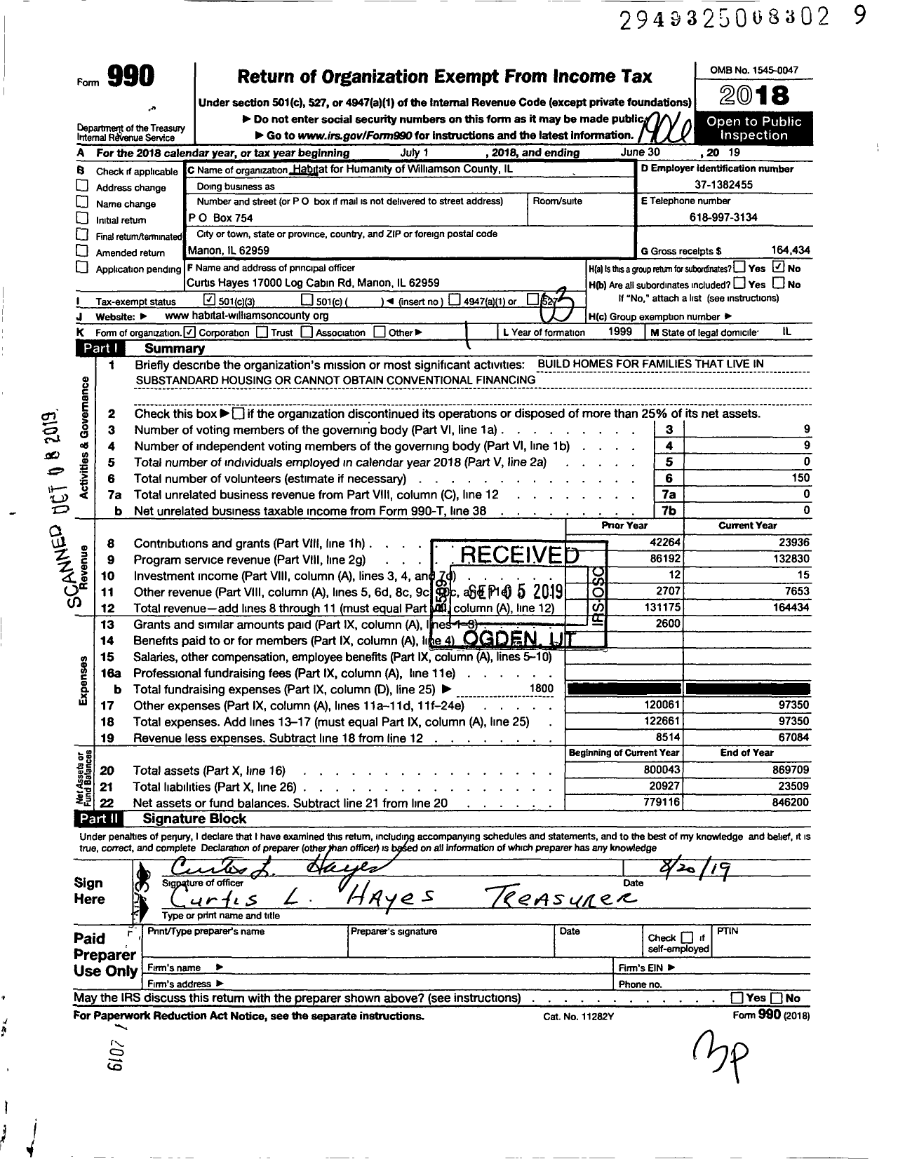 Image of first page of 2018 Form 990 for Habitat for Humanity International