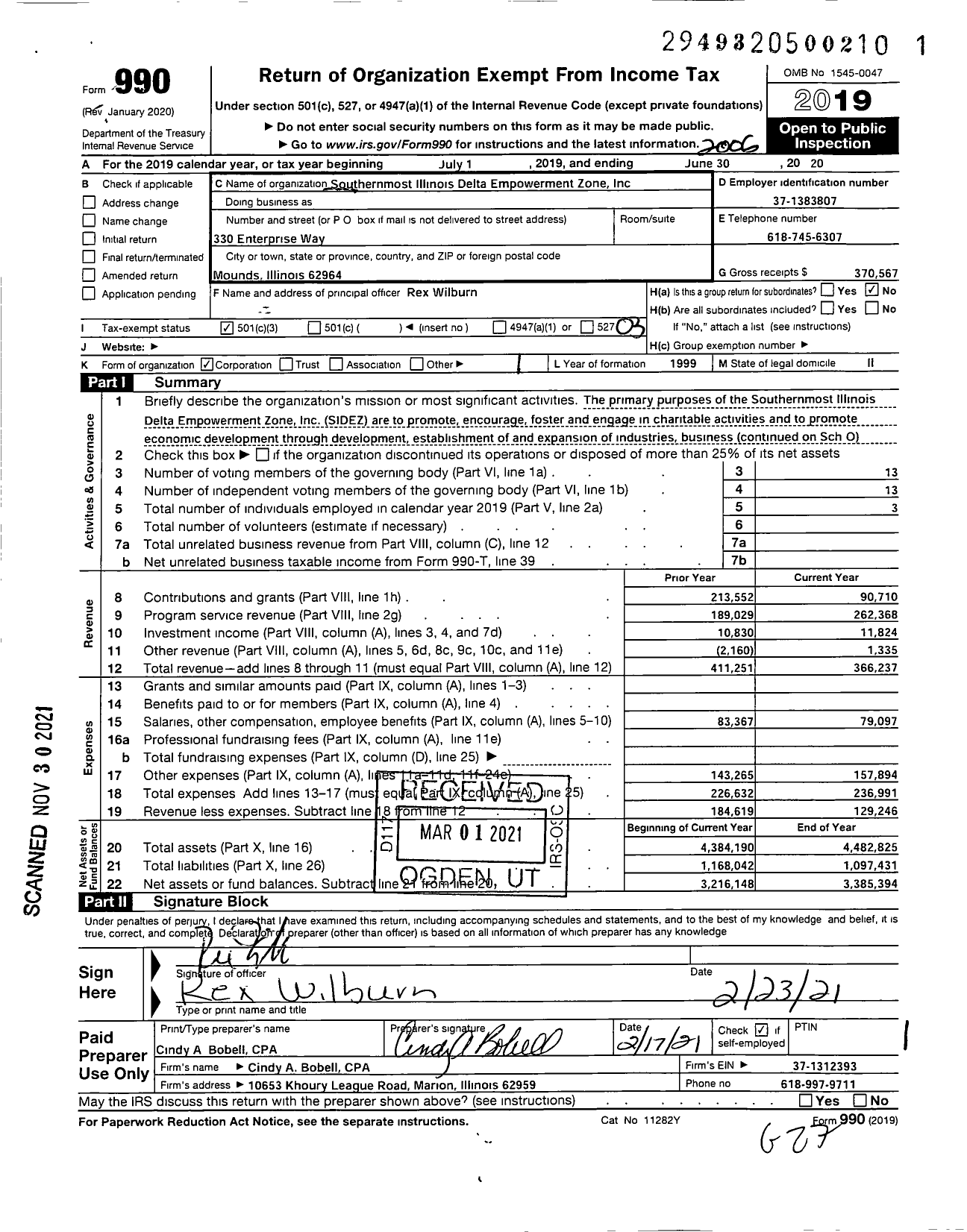 Image of first page of 2019 Form 990 for Southernmost Illinois Delta Empowerment Zone