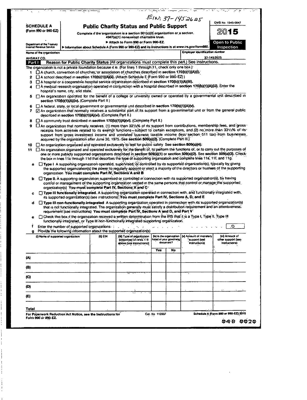 Image of first page of 2015 Form 990ER for Ashrat