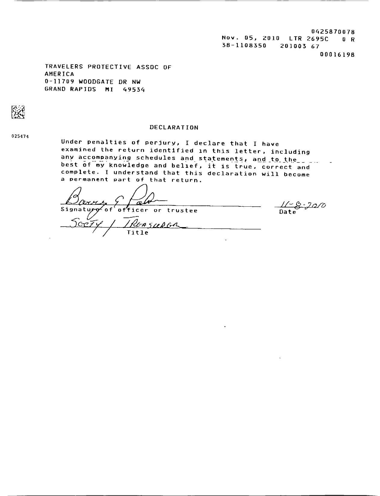 Image of first page of 2009 Form 990EOR for Travelers Protective Association of America / Michigan Division