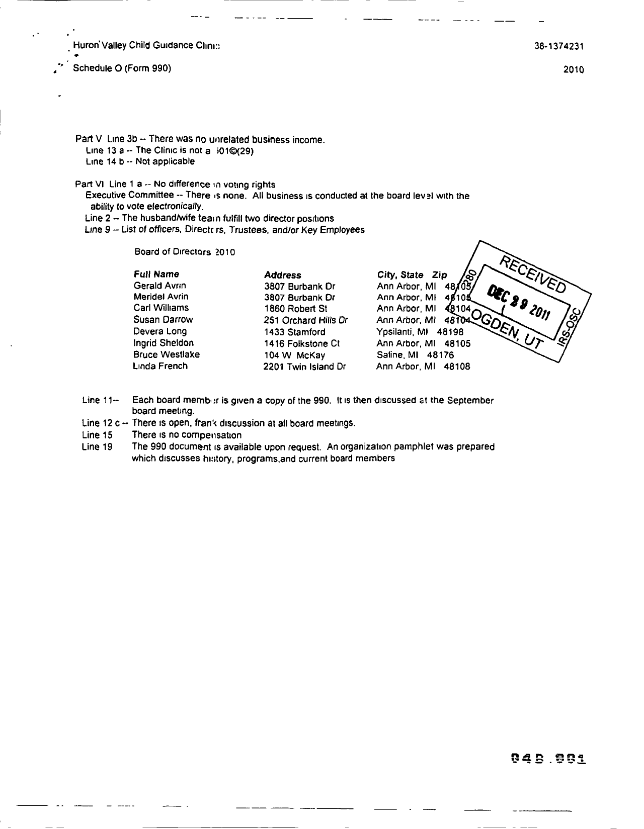 Image of first page of 2010 Form 990R for Huron Valley Child Guidance Clinic