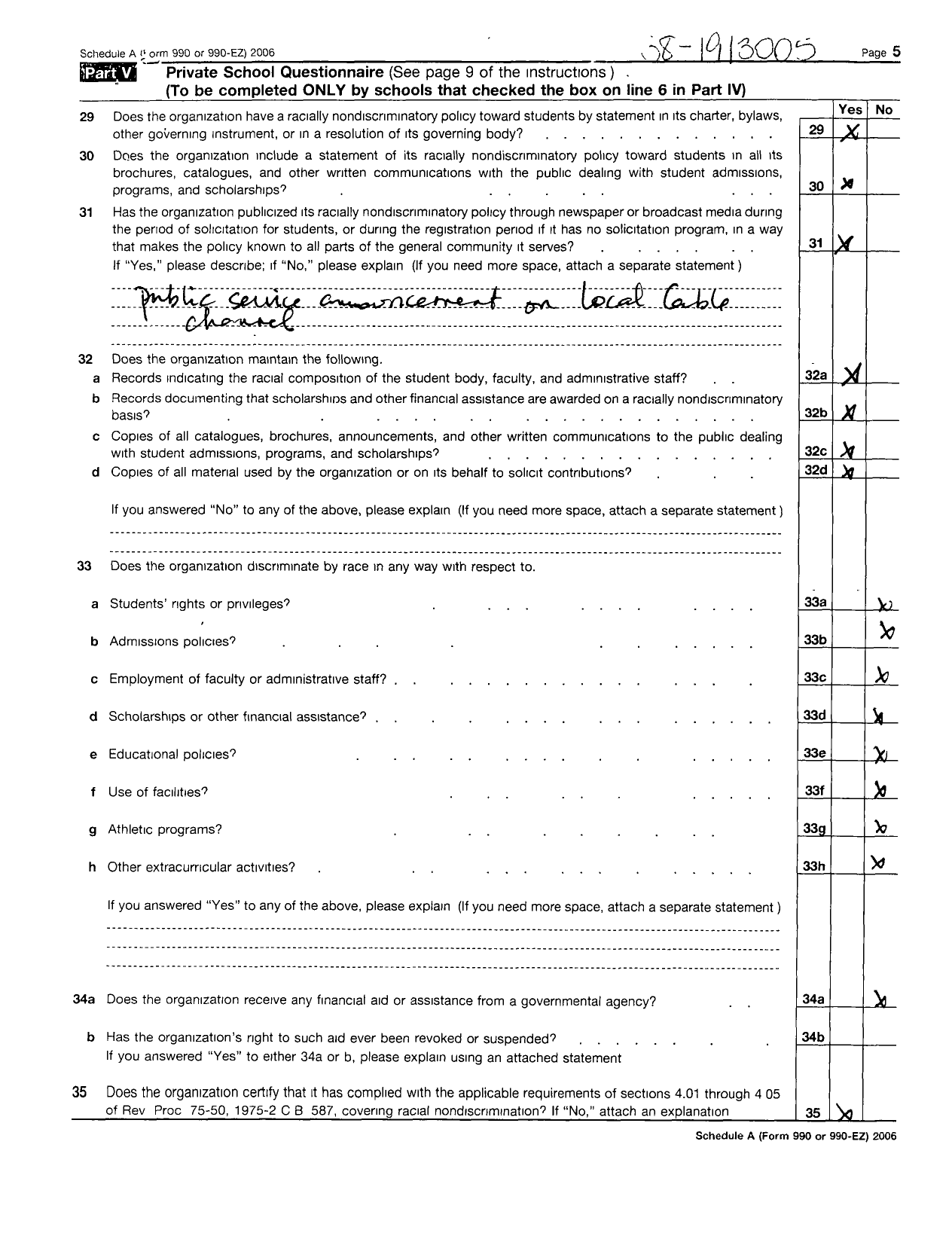 Image of first page of 2005 Form 990ER for Clarkston Co-Op Preschool