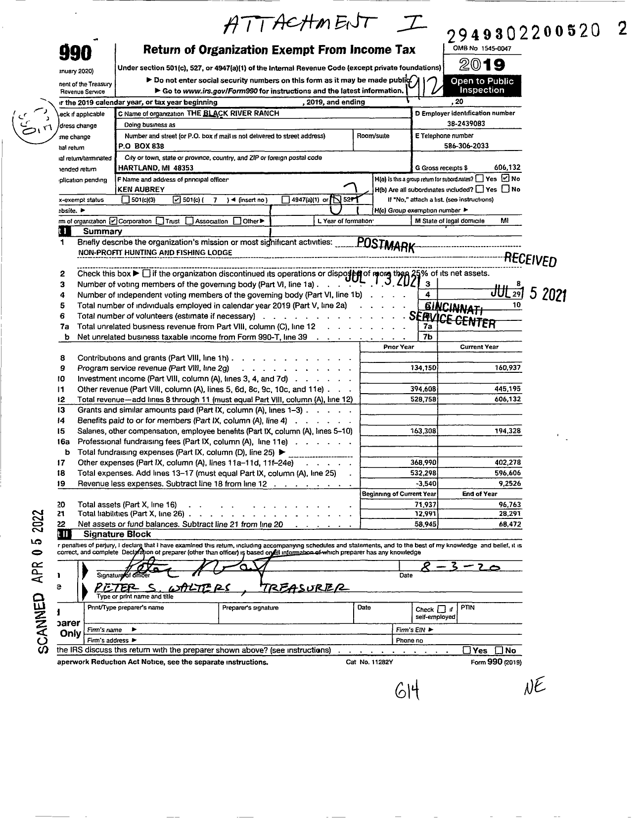 Image of first page of 2019 Form 990O for The Black River Ranch