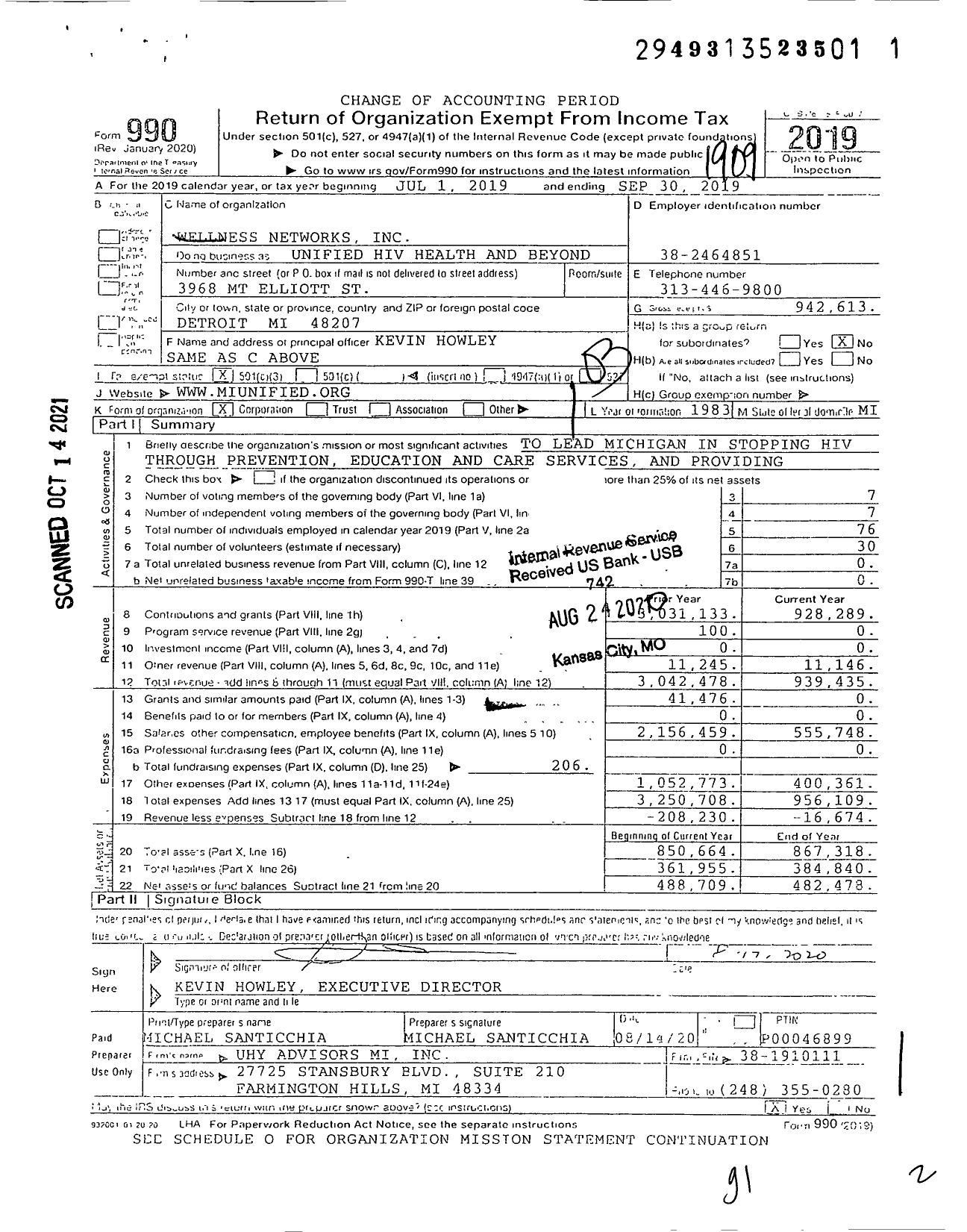 Image of first page of 2018 Form 990 for Unified Hiv Health and Beyond