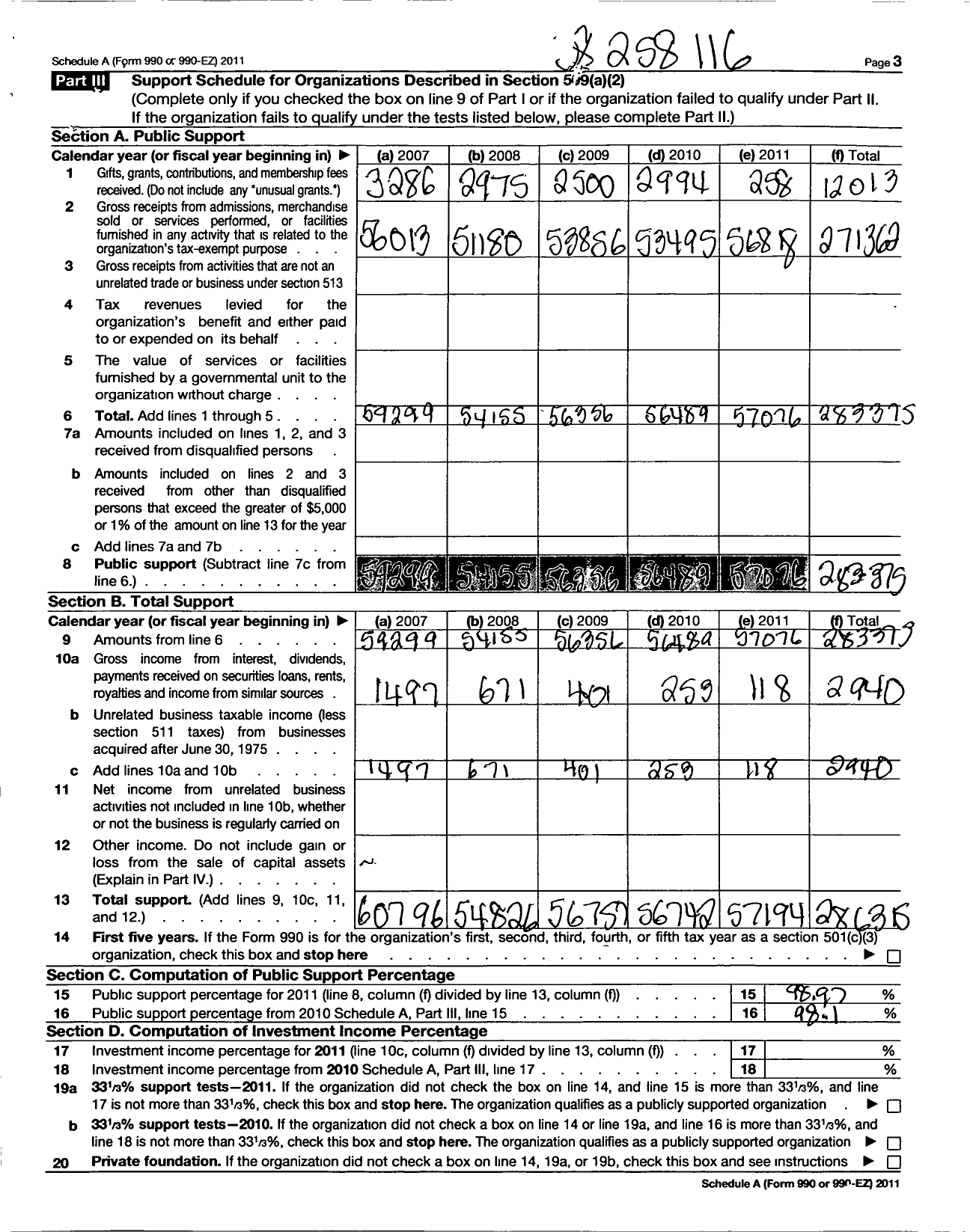 Image of first page of 2011 Form 990ER for Friends of the East Lansing Public Library