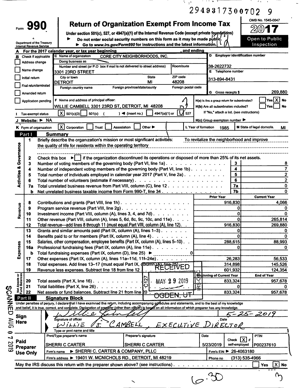 Image of first page of 2017 Form 990 for The Neighborhoods