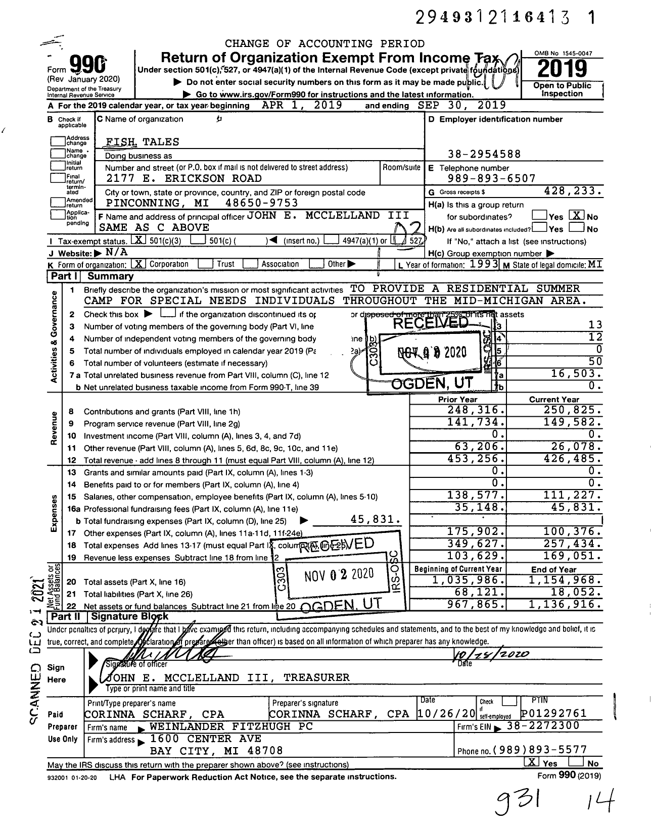 Image of first page of 2018 Form 990 for Fish Tales