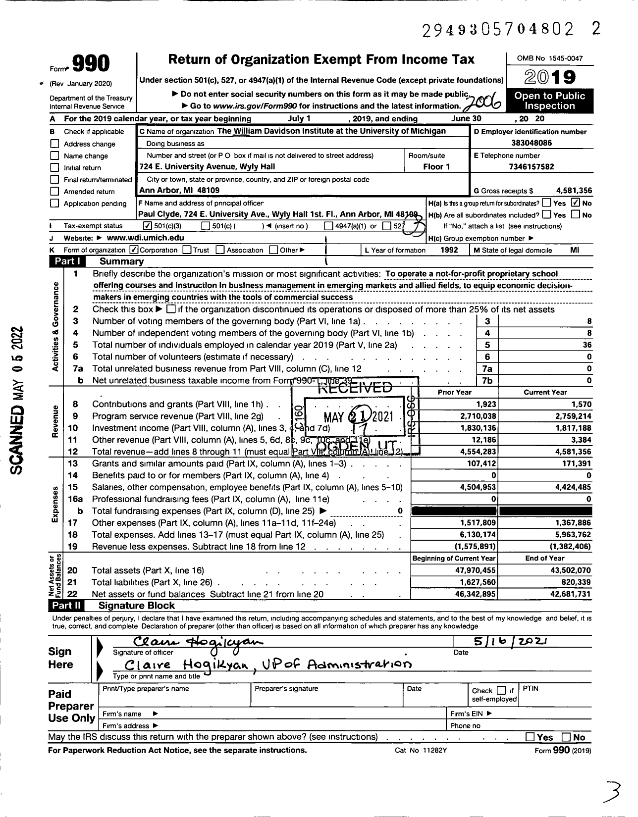 Image of first page of 2019 Form 990 for Wdi (WDI)