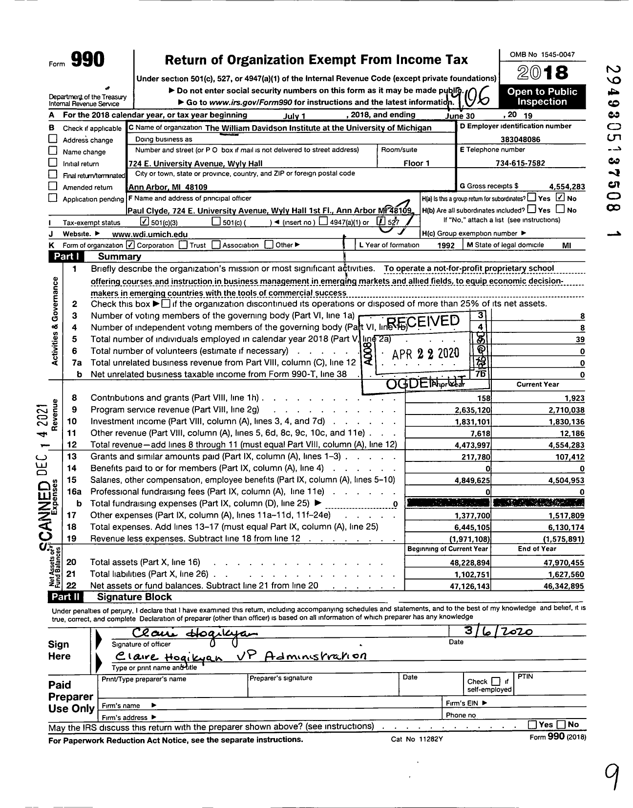 Image of first page of 2018 Form 990 for Wdi (WDI)