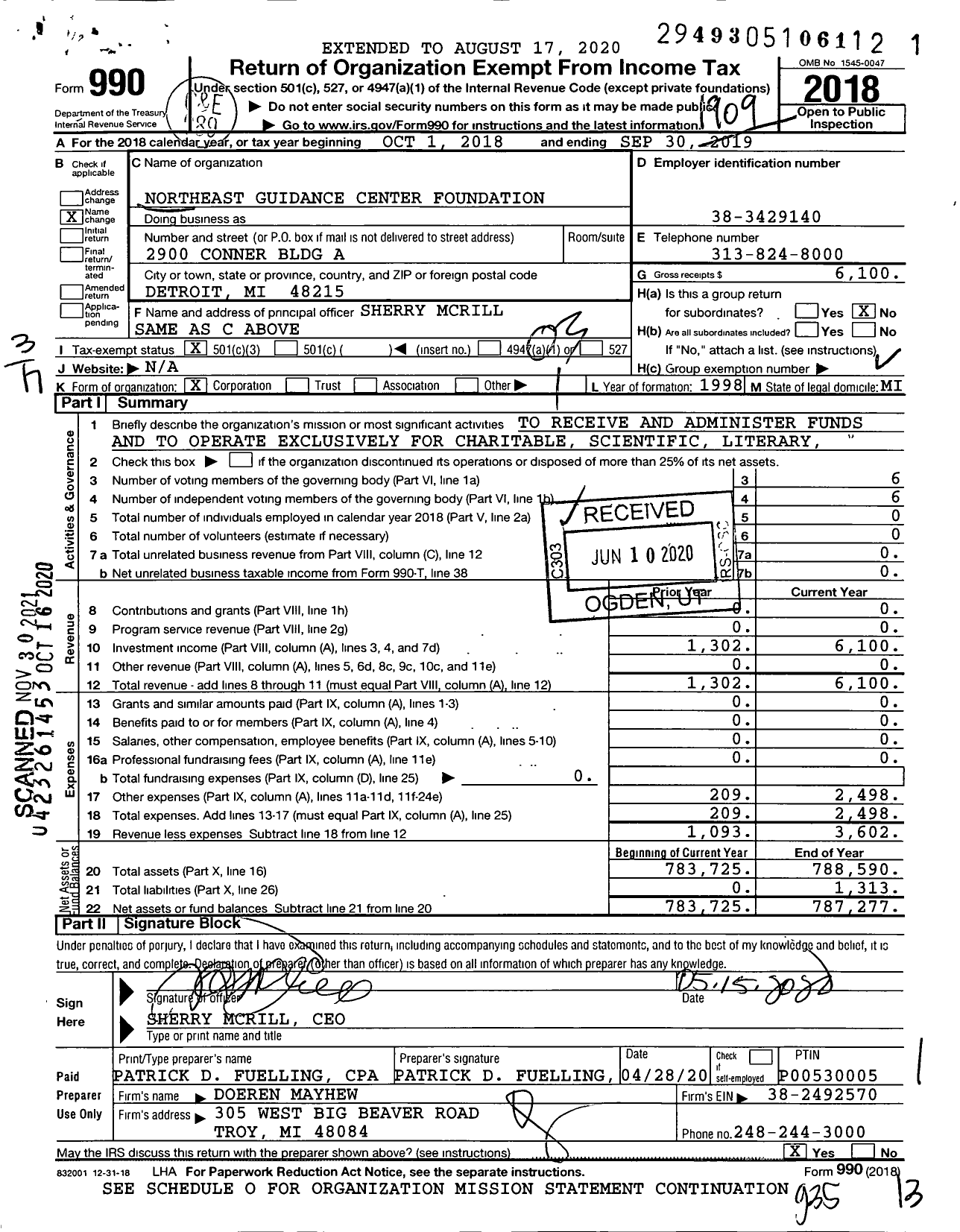 Image of first page of 2018 Form 990 for CNS Healthcare Foundation