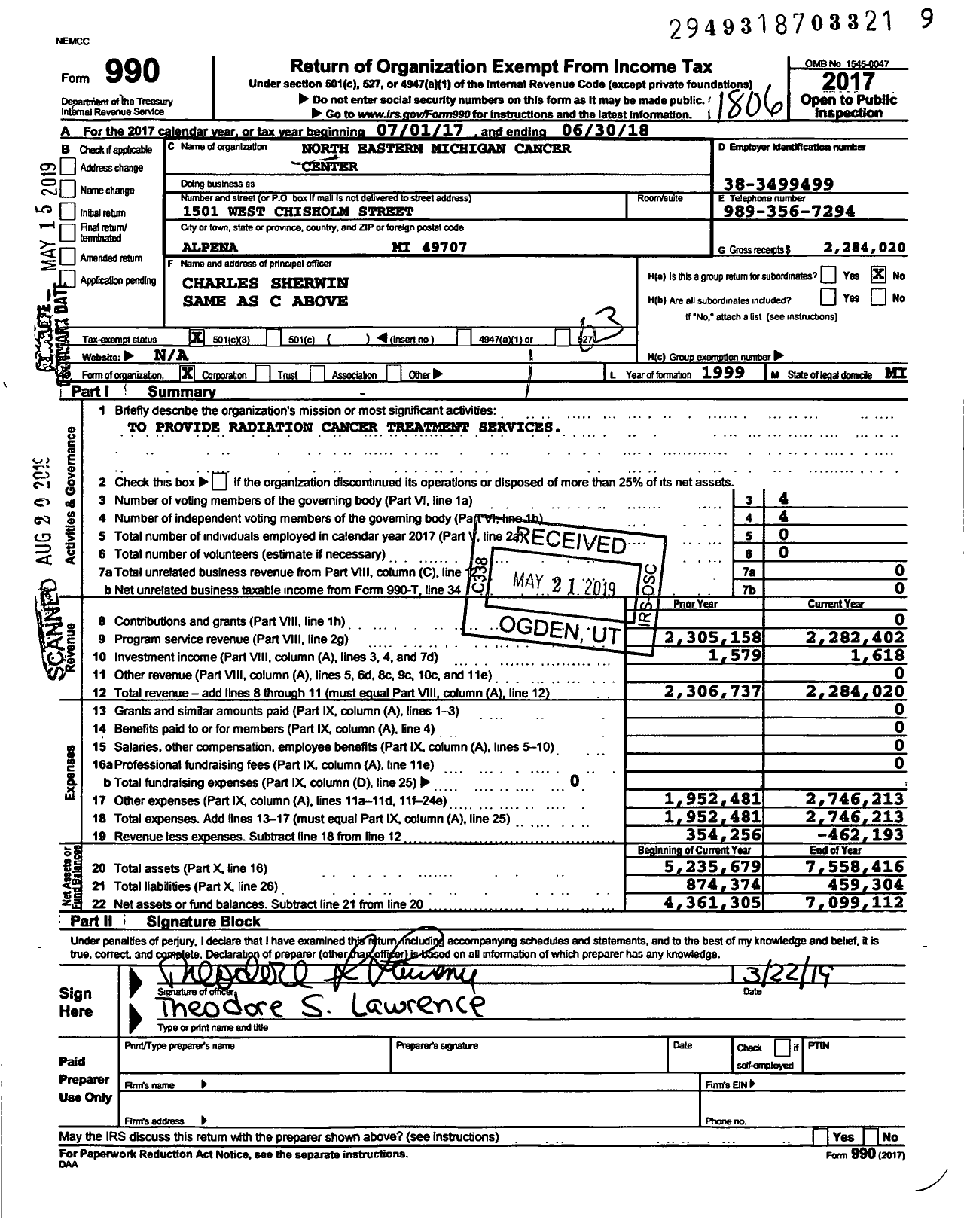 Image of first page of 2017 Form 990 for MidMichigan Health