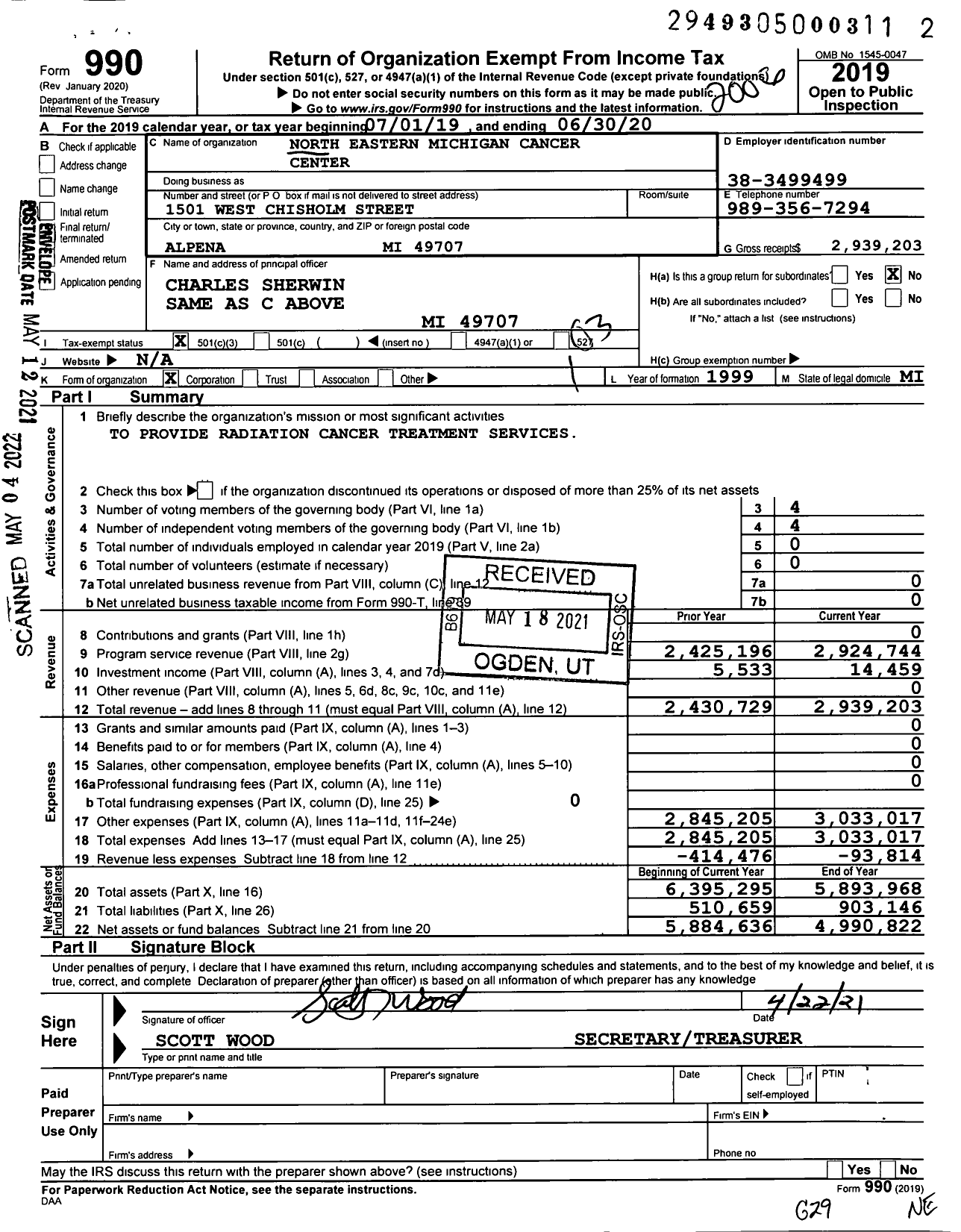 Image of first page of 2019 Form 990 for MidMichigan Health