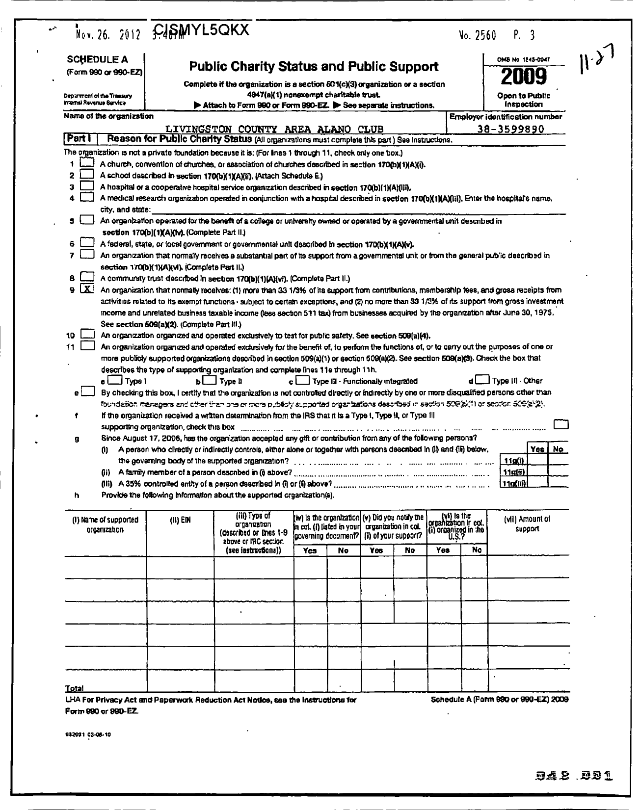 Image of first page of 2009 Form 990R for Livingston County Area Alano Club