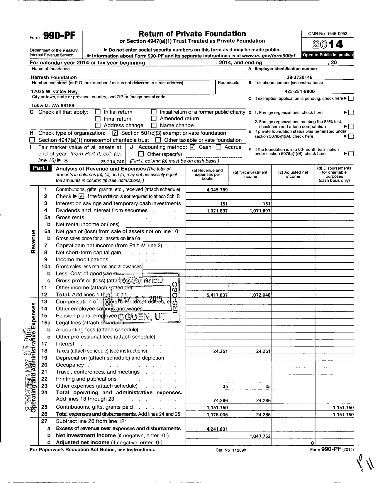 2014 Form 990 for Harnish Foundation | Cause IQ