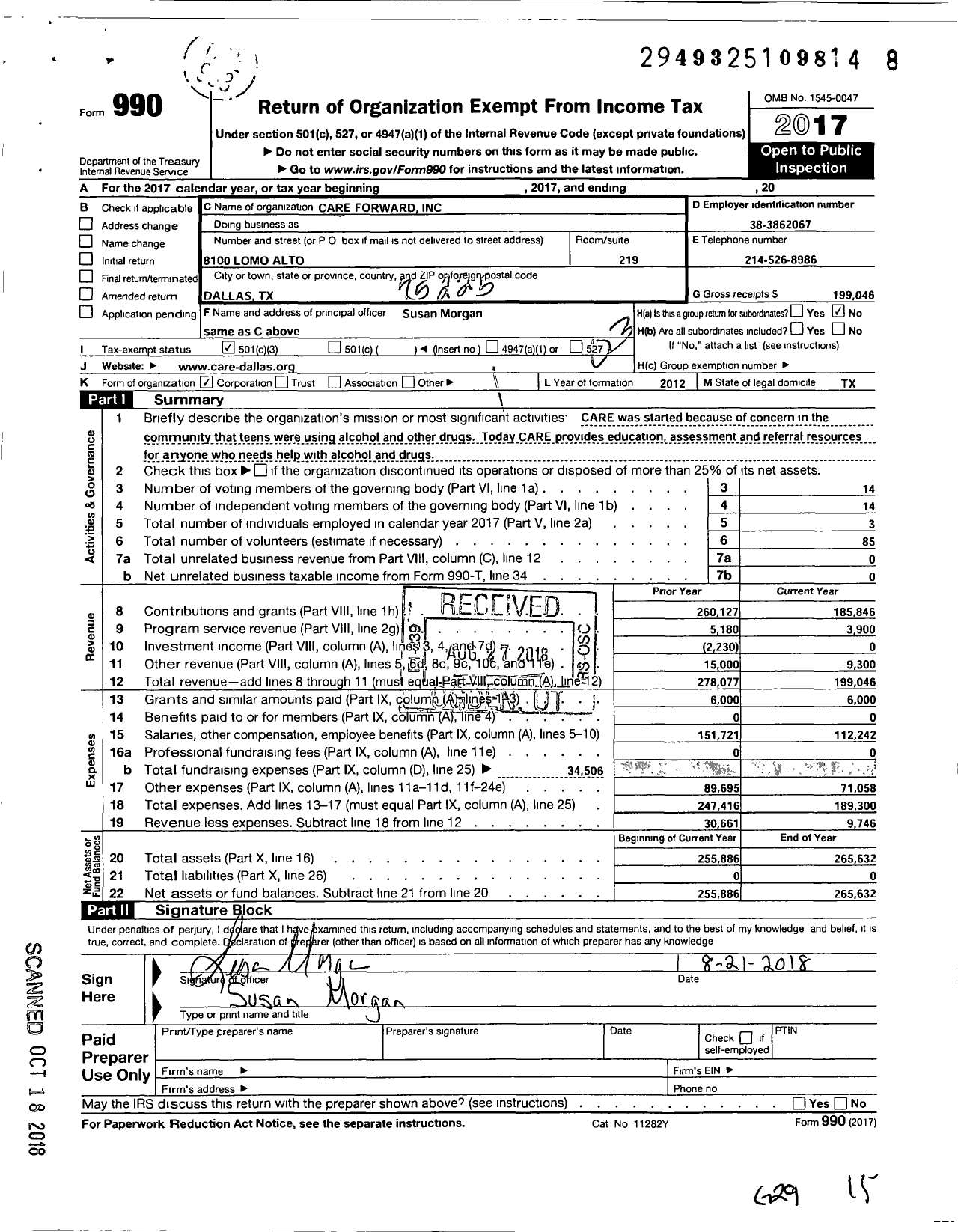 Image of first page of 2017 Form 990 for Care A R E Forward